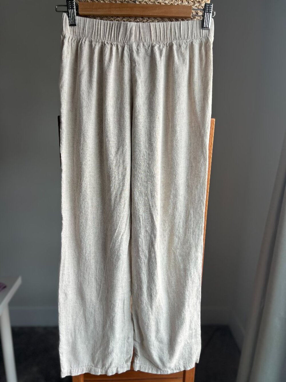 Linen Viscose Blend Straight Leg pants in natural